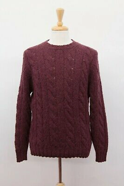 Pre-owned Brunello Cucinelli Men Cashmere-alpaca Chunky Cableknit Sweater 50/40us A201 In Red