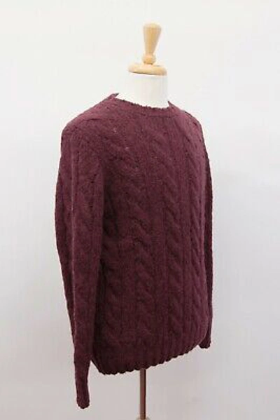 Pre-owned Brunello Cucinelli Men Cashmere-alpaca Chunky Cableknit Sweater 50/40us A201 In Red