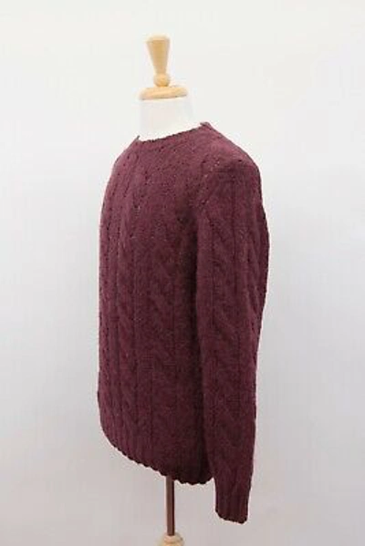 Pre-owned Brunello Cucinelli Men Cashmere-alpaca Chunky Cableknit Sweater 50/40us A201 In Red