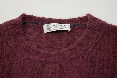 Pre-owned Brunello Cucinelli Men Cashmere-alpaca Chunky Cableknit Sweater 50/40us A201 In Red