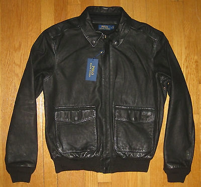 Pre-owned Polo Ralph Lauren Ralph Lauren Polo Black Farrington Leather Bomber Jacket - Size Small $995 Msrp