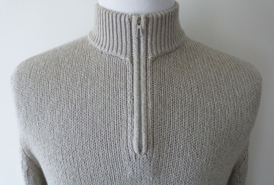 Pre-owned Mezzocollo $1695 Loro Piana Baby Cashmere Blend  1/2 Zip Sweater Size 56 Euro 2xl In Beige