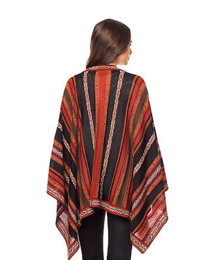 Pre-owned Invisible World Hand Loomed 100% Alpaca Wool Poncho Cape Wrap Potosi  In Multi-color