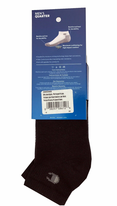 Pre-owned Champion Men's Double Dry High Performance Socks 3-pack Ankle Size 12-14 Usa In Black