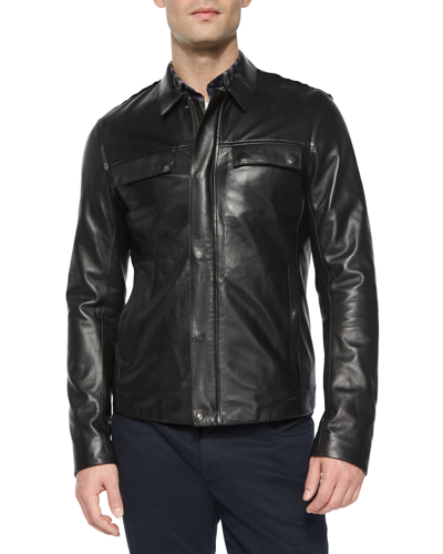 Pre-owned Vince Men's Raw Edge Leather Jacket - $995 Msrp - Size Large - Hot In Black