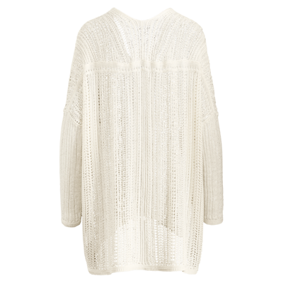 Pre-owned Ralph Lauren $1,450  Purple Label Collection Silk V Neck Pointelle Poncho Sweater In White