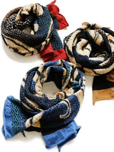 Pre-owned Kapital Capital Milling Wool Muffler " Five-ring Ainu " Scarf From Japan In Blue