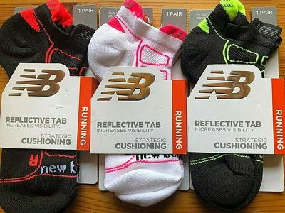 Pre-owned New Balance Wholesale 25 Or 50 Balance Running Socks Reflective Double Tab Size L Large In Black/yellow
