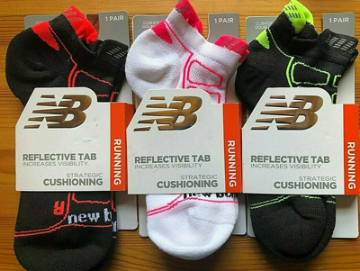 Pre-owned New Balance Wholesale 25 Or 50 Balance Running Socks Reflective Double Tab Size L Large In Black/yellow