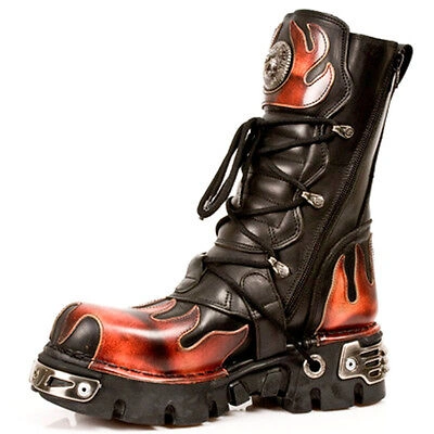 Pre-owned New Rock Rock Boots Unisex Style 591 S1 Red