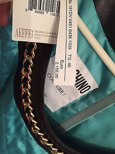 Pre-owned Moschino $3595  Couture Jeremy Scott Turquoise Quilted Barbie Satin Dress Leather In Blue