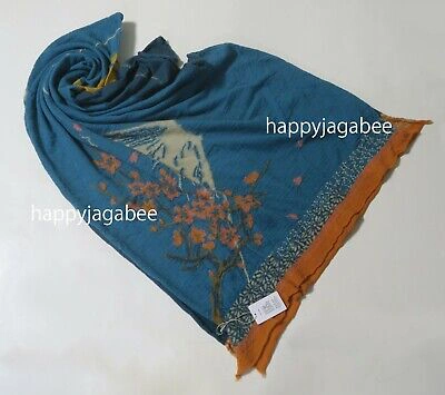 Pre-owned Kapital Capital Milling Wool Muffler " Sakura Kagami Fuji " Scarf From Japan In Turquoise