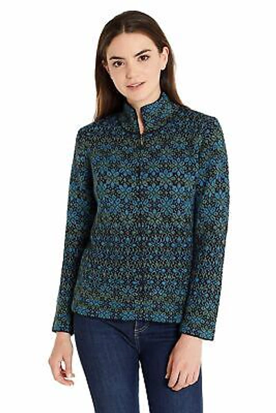 Pre-owned Invisible World Women's 100% Alpaca Wool Sweater Zip Up Cardigan Daphne In Multicolor