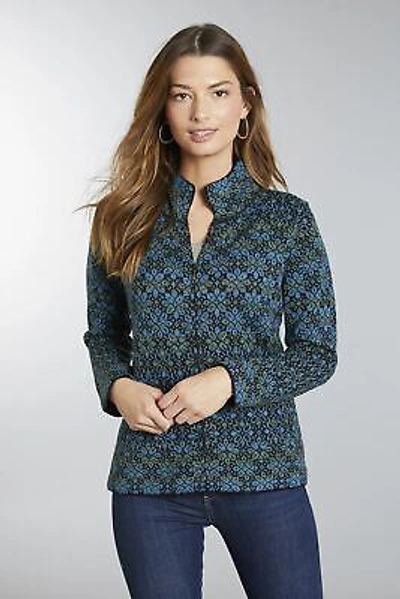 Pre-owned Invisible World Women's 100% Alpaca Wool Sweater Zip Up Cardigan Daphne In Multicolor