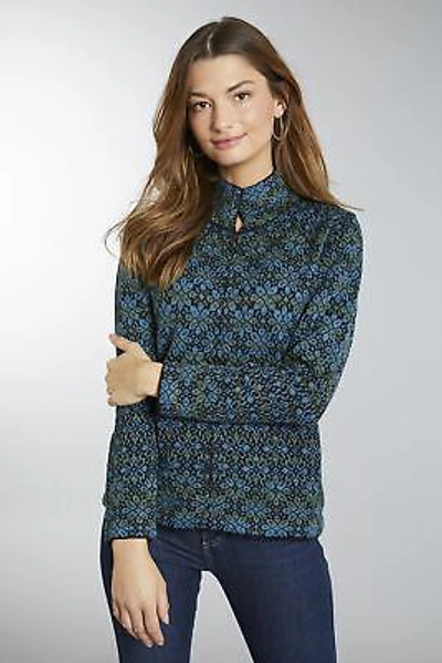 Pre-owned Invisible World Women's 100% Alpaca Wool Sweater Zip Up Cardigan Daphne In Multicolor