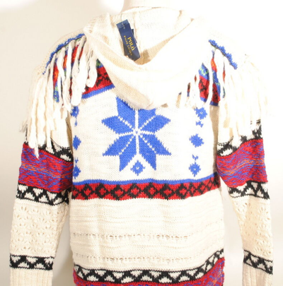 Pre-owned Polo Ralph Lauren Indian Blacket Beacon Alpaca Hooded Sweater Jacket M $998 A2f In White