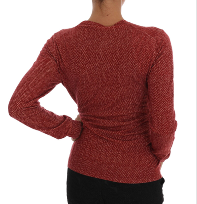 Pre-owned Dolce & Gabbana Sweater Cardigan Red Wool Top Crewneck It44 / Us10 / L Rrp $1160