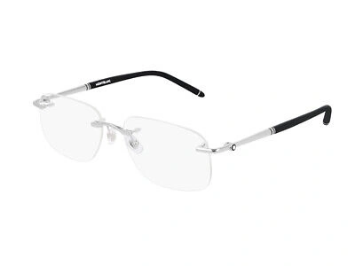 Pre-owned Montblanc Brand  Eyeglasses Mb0071o 002 Silver 56 Mm Rectangular