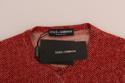 Pre-owned Dolce & Gabbana Sweater Cardigan Red Wool Top Crewneck It44 / Us10 / L Rrp $1160