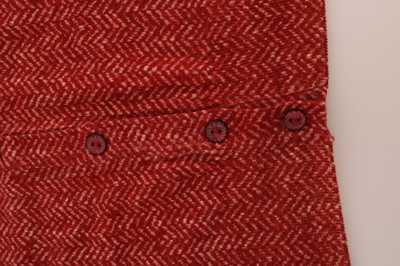 Pre-owned Dolce & Gabbana Sweater Cardigan Red Wool Top Crewneck It44 / Us10 / L Rrp $1160