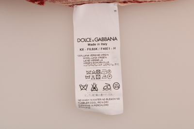 Pre-owned Dolce & Gabbana Sweater Cardigan Red Wool Top Crewneck It44 / Us10 / L Rrp $1160