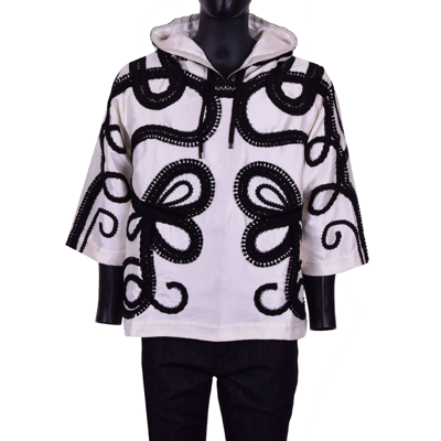 Pre-owned Dolce & Gabbana Runway Torero Silk Hoody Jacket Sweatshirt White S M 07152