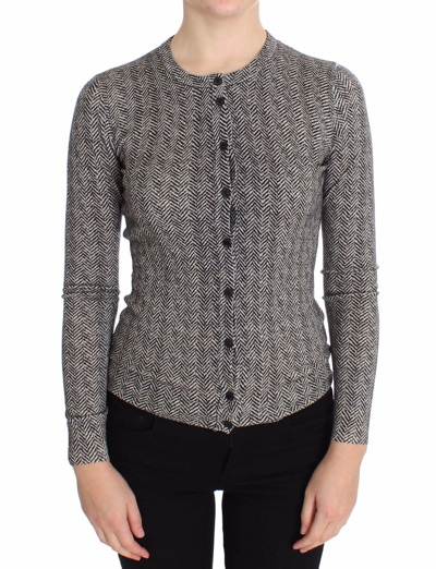 Pre-owned Dolce & Gabbana Sweater Cardigan Black White Wool Top It38/ Us4 / S Rrp $1160