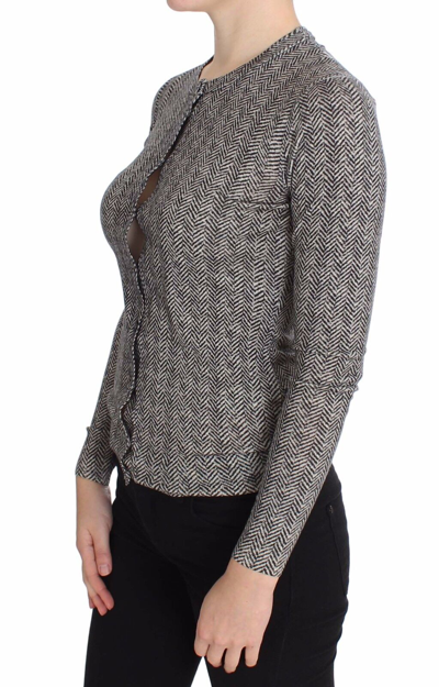 Pre-owned Dolce & Gabbana Sweater Cardigan Black White Wool Top It38/ Us4 / S Rrp $1160