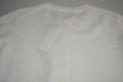 Pre-owned Tory Burch $350  Emily Ivory Cashmere Sweater Black Ruffle Pearl Button S M In White