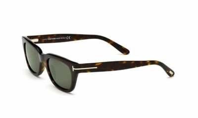 Pre-owned Tom Ford Ft 0237 Snowdon 52n Dark Havana/green Sunglasses