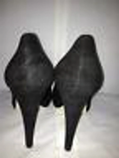 Pre-owned Chanel 13c Black Suede Leather Pointed Cap Toe Platform Pumps Heels Shoes $795