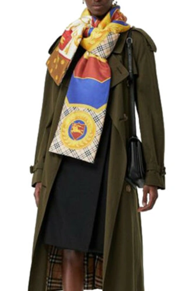 Pre-owned Burberry London Unisex Multi-color Silk Quilted Scarf In Multicolor
