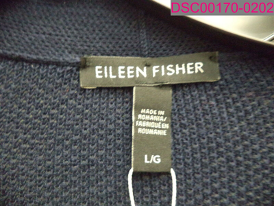 Pre-owned Eileen Fisher Tencel Stretch Midnight Blue Simple Cardigan Long Women's Large