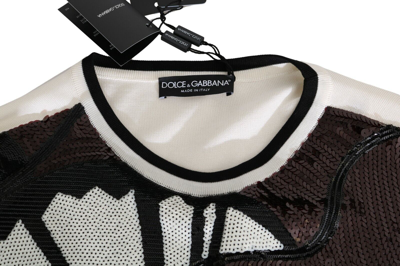 Pre-owned Dolce & Gabbana Sweater Jazz Sequined Guitar Pullover Top S. It48 / M Rrp $4000 In White