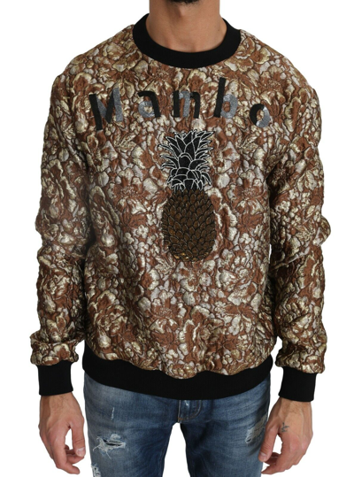 Pre-owned Dolce & Gabbana Sweater Mambo Jacquard Pineapple Pullover S. It52 / Xl Rrp $2200 In Brown