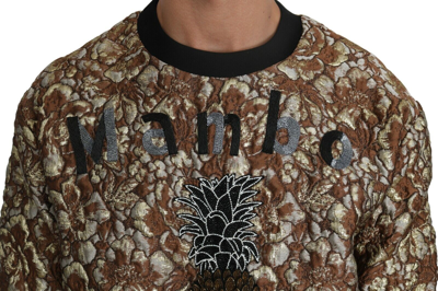 Pre-owned Dolce & Gabbana Sweater Mambo Jacquard Pineapple Pullover S. It52 / Xl Rrp $2200 In Brown
