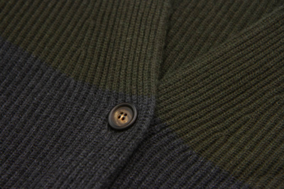 Pre-owned Brunello Cucinelli $3675  100% Cashmere Rib Color-block Caped Cardigan M A181 In Olive Green + Charcoal Gray