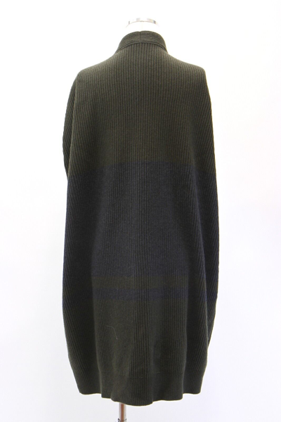 Pre-owned Brunello Cucinelli $3675  100% Cashmere Rib Color-block Caped Cardigan M A181 In Olive Green + Charcoal Gray