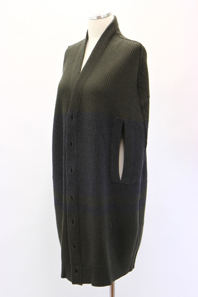 Pre-owned Brunello Cucinelli $3675  100% Cashmere Rib Color-block Caped Cardigan M A181 In Olive Green + Charcoal Gray