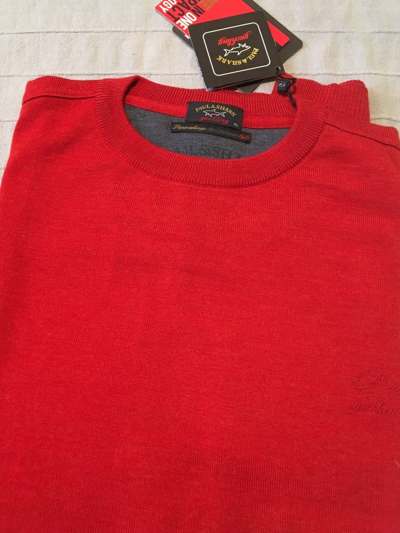 Pre-owned Paul & Shark 100% Wool Crew Neck Pullover 2xl And 3xl In Red