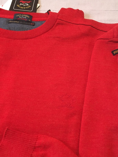 Pre-owned Paul & Shark 100% Wool Crew Neck Pullover 2xl And 3xl In Red