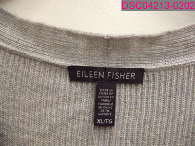 Pre-owned Eileen Fisher Merino Sparkle Wool V-neck Box Top Sweater Silver Women's Xl