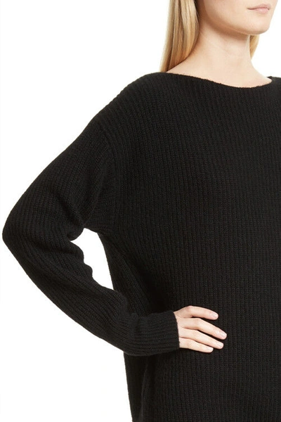 Pre-owned Theory $495  Rib Cocoon Wool Sweater Dress Black / Charcoal