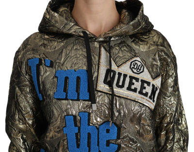 Pre-owned Dolce & Gabbana The Queen Hoodie Sweatshirt Jaquard Gold Top It38/4/xs $2000