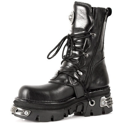 Pre-owned New Rock Rock Boots Unisex Style 373 S4 Black