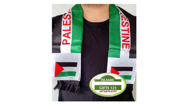 Pre-owned Islamic Gifts 123  973-278-2727 Usa Palestine Flag Scarf Keffiyeh 100 Aqsa-gaza-jerusalem Ramadan Gift Dome Of Rock In Multicolor