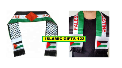 Pre-owned Islamic Gifts 123  973-278-2727 Usa Palestine Flag Scarf Keffiyeh 100 Aqsa-gaza-jerusalem Ramadan Gift Dome Of Rock In Multicolor