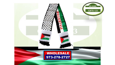 Pre-owned Islamic Gifts 123  973-278-2727 Usa Palestine Flag Scarf Keffiyeh 100 Aqsa-gaza-jerusalem Ramadan Gift Dome Of Rock In Multicolor