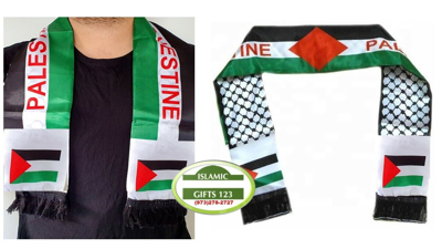 Pre-owned Islamic Gifts 123  973-278-2727 Usa Palestine Flag Scarf Keffiyeh 100 Aqsa-gaza-jerusalem Ramadan Gift Dome Of Rock In Multicolor