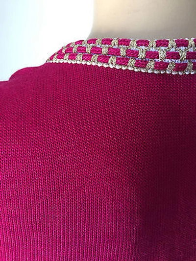 Pre-owned St. John's Bay St John Knit Sz S Fuscia Pink Cosmo Cardigan Sweater Santana Knit Wool In Pink Cosmo Fuscia